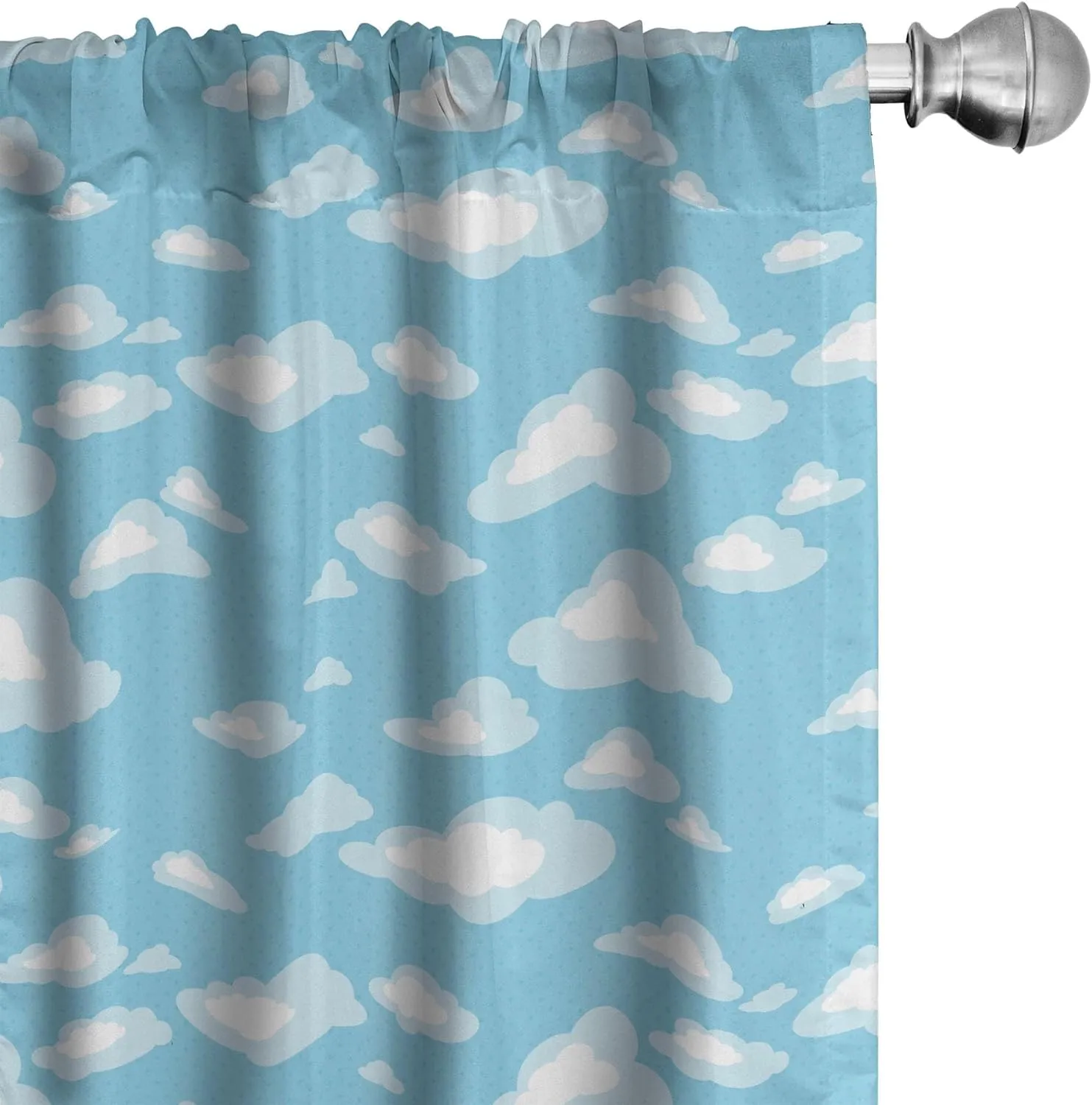 Ambesonne Blue and White Curtains, Cartoon Sky with Fluffy Clouds Clear Day Pattern, Window Treatments 2 Panel Set for Living Room Bedroom, Pair of - 28" x 63", Baby Blue