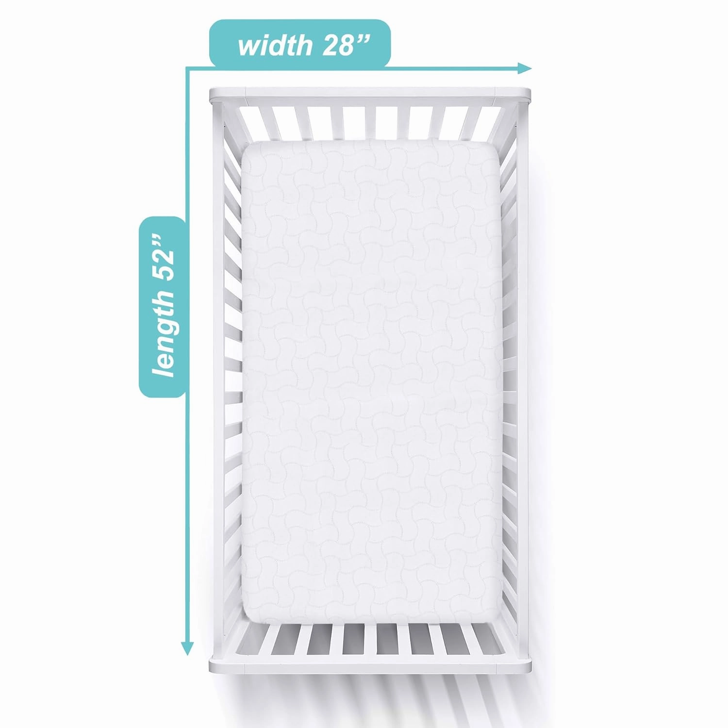 American Baby Company 2 Pack Waterproof Fitted Crib and Toddler Mattress Protector, Quilted and Noiseless Crib & Toddler Mattress Pad Cover, White, 52"x28"x9"
