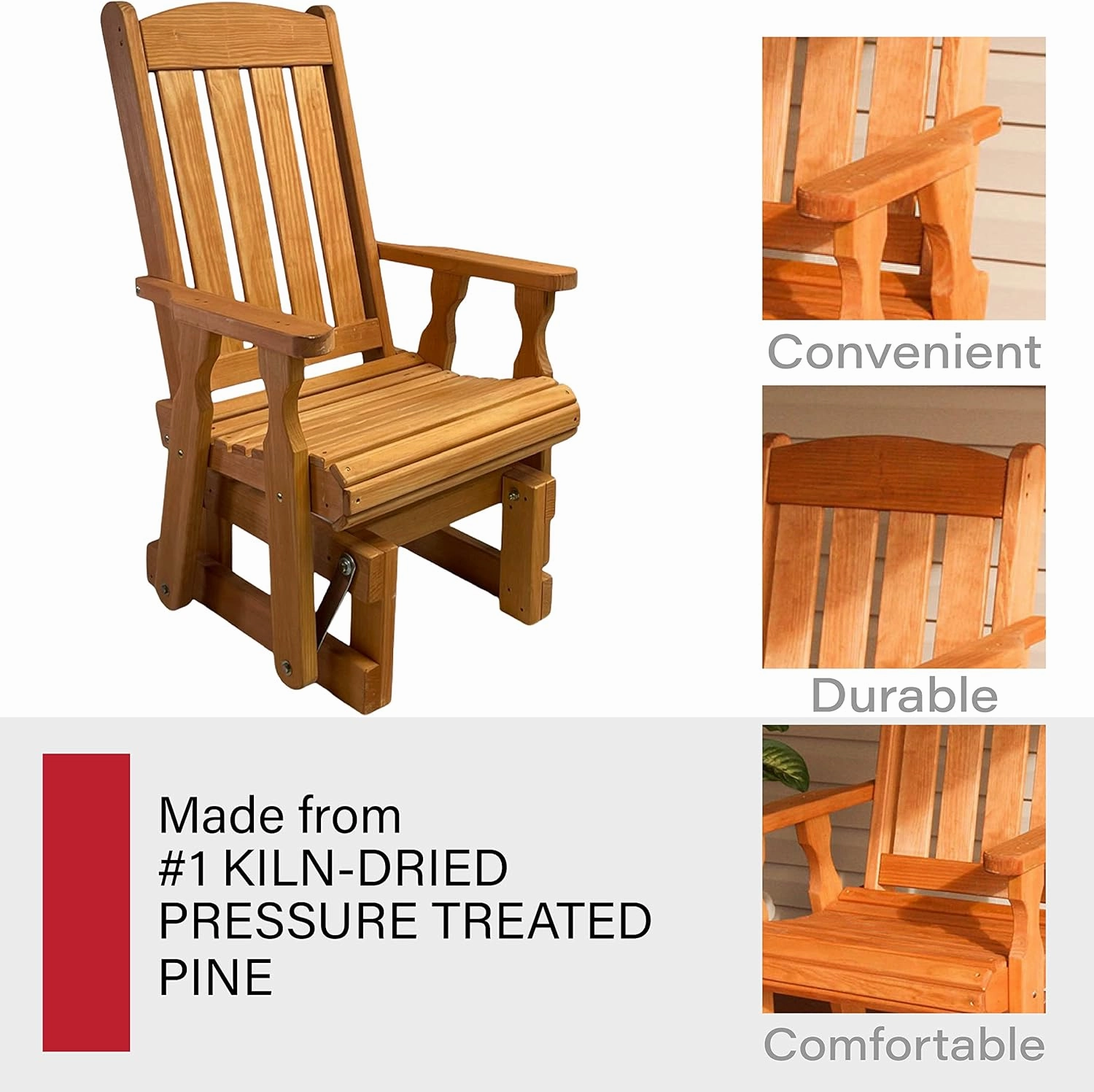 Amish Casual Heavy Duty 600 Lb Mission High Back Treated Glider Chair (Cedar Stain)