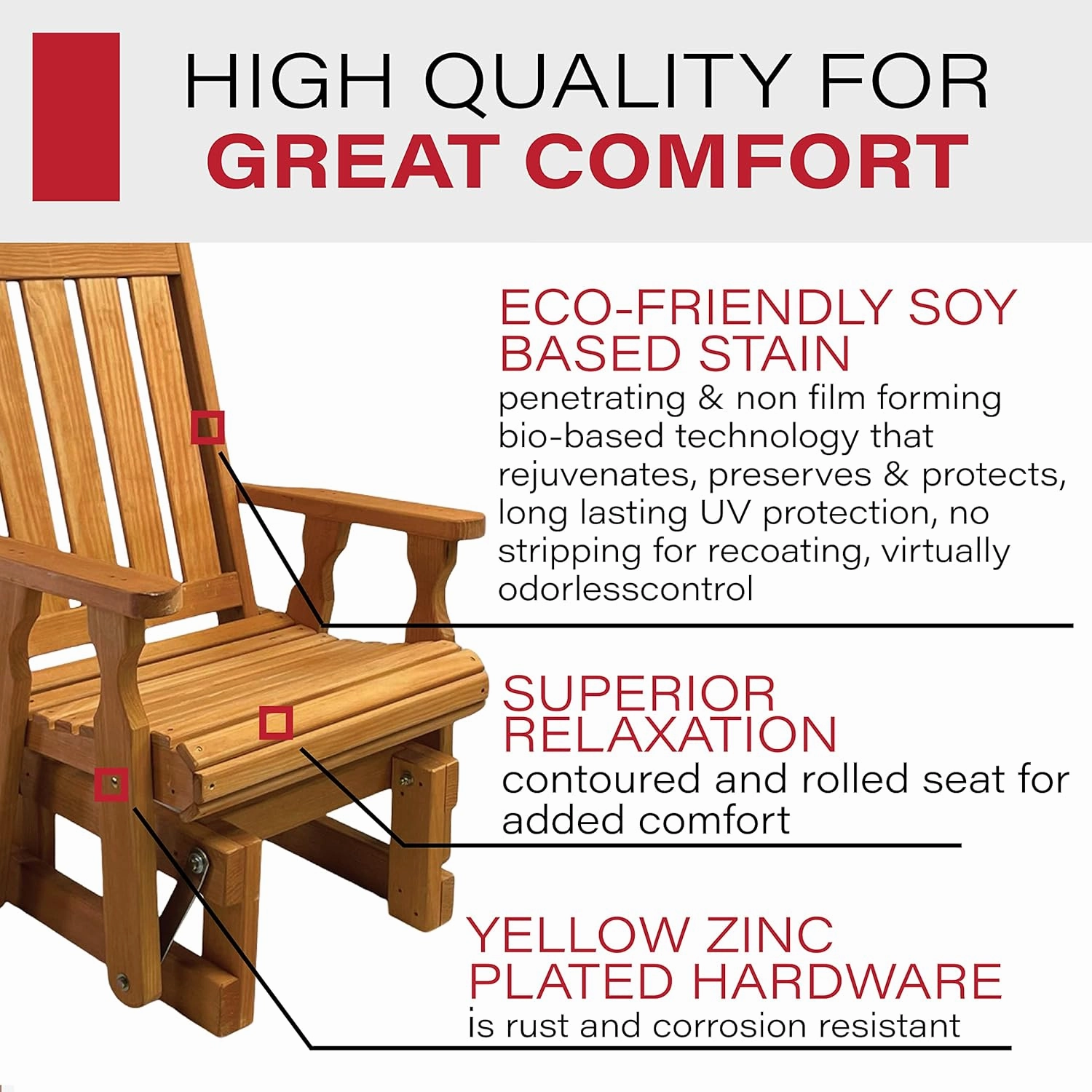 Amish Casual Heavy Duty 600 Lb Mission High Back Treated Glider Chair (Cedar Stain)
