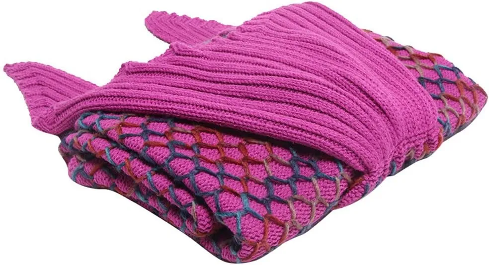 AmyHomie Mermaid Tail Blanket, Soft Crochet Sleeping Bag Blanket for Kids Adults, Mermaid Gift for Girls(Rainbow,Kids)