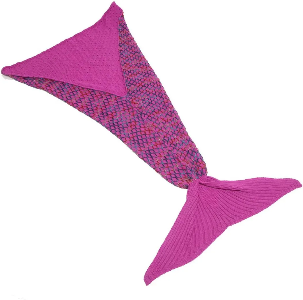 AmyHomie Mermaid Tail Blanket, Soft Crochet Sleeping Bag Blanket for Kids Adults, Mermaid Gift for Girls(Rainbow,Kids)