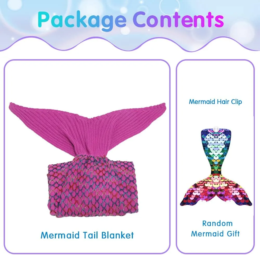 AmyHomie Mermaid Tail Blanket, Soft Crochet Sleeping Bag Blanket for Kids Adults, Mermaid Gift for Girls(Rainbow,Kids)