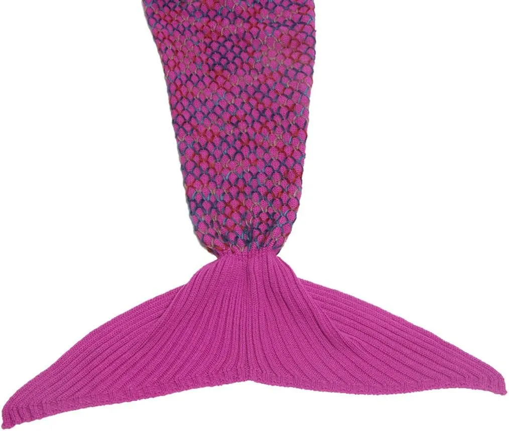 AmyHomie Mermaid Tail Blanket, Soft Crochet Sleeping Bag Blanket for Kids Adults, Mermaid Gift for Girls(Rainbow,Kids)