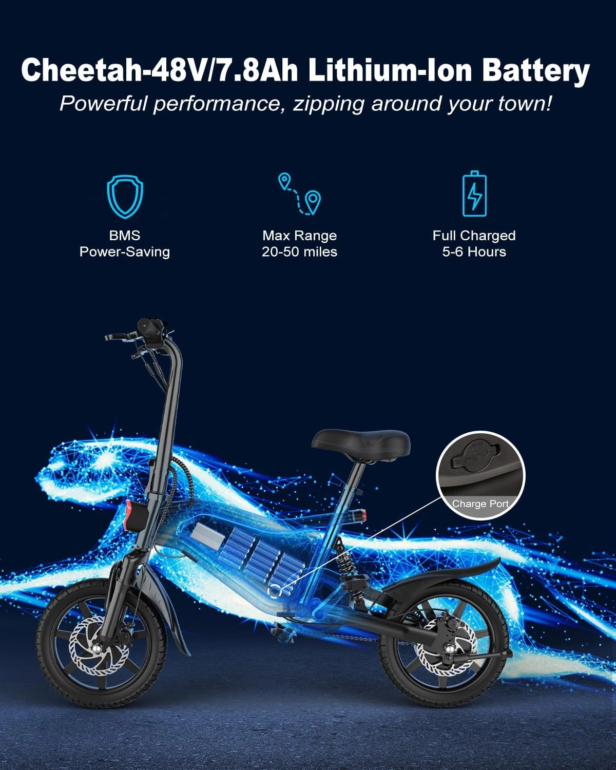 ANCHEER 14” Folding Electric Bike for Adults, 20MPH Ebike with 350W Motor[Peak 500W], 48V 374Wh Battery, Rigid/Dual Suspension, UL 2849 Certified Electric Bicycle, Compact Electric Mini Bike for Teens