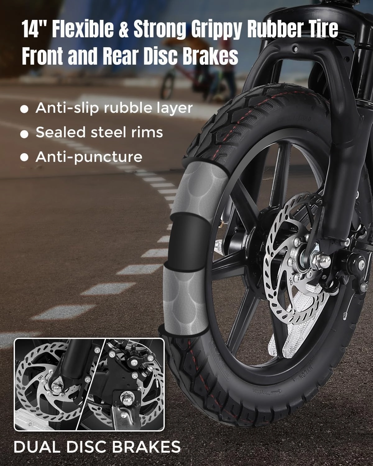 ANCHEER 14” Folding Electric Bike for Adults, 20MPH Ebike with 350W Motor[Peak 500W], 48V 374Wh Battery, Rigid/Dual Suspension, UL 2849 Certified Electric Bicycle, Compact Electric Mini Bike for Teens