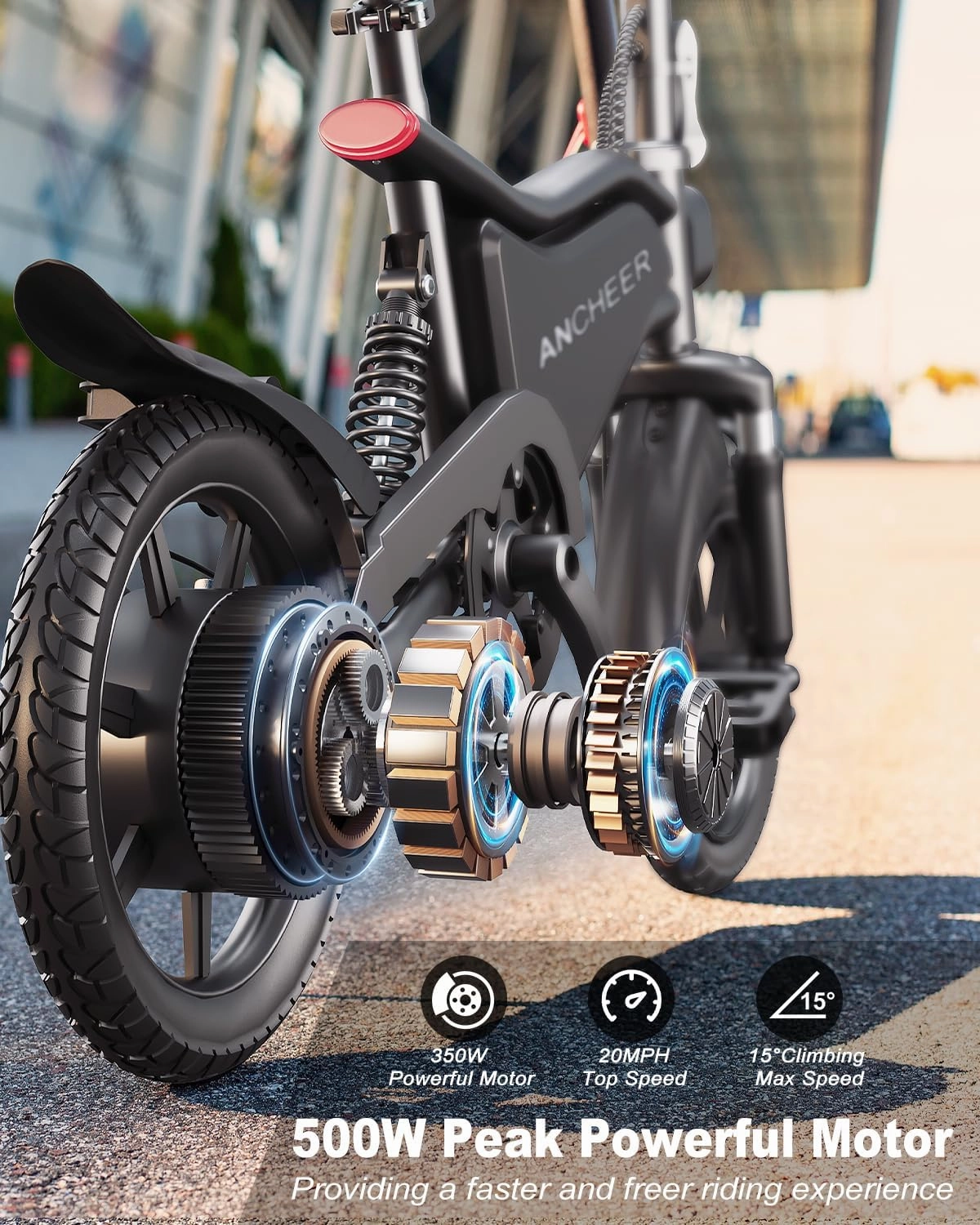 ANCHEER 14” Folding Electric Bike for Adults, 20MPH Ebike with 350W Motor[Peak 500W], 48V 374Wh Battery, Rigid/Dual Suspension, UL 2849 Certified Electric Bicycle, Compact Electric Mini Bike for Teens