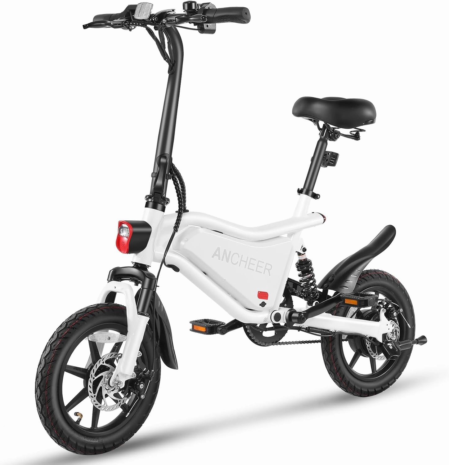 ANCHEER 14” Folding Electric Bike for Adults, 20MPH Ebike with 350W Motor[Peak 500W], 48V 374Wh Battery, Rigid/Dual Suspension, UL 2849 Certified Electric Bicycle, Compact Electric Mini Bike for Teens
