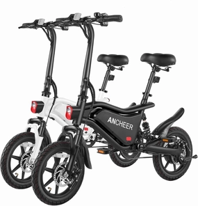 ANCHEER 14” Folding Electric Bike for Adults, 20MPH Ebike with 350W Motor[Peak 500W], 48V 374Wh Battery, Rigid/Dual Suspension, UL 2849 Certified Electric Bicycle, Compact Electric Mini Bike for Teens