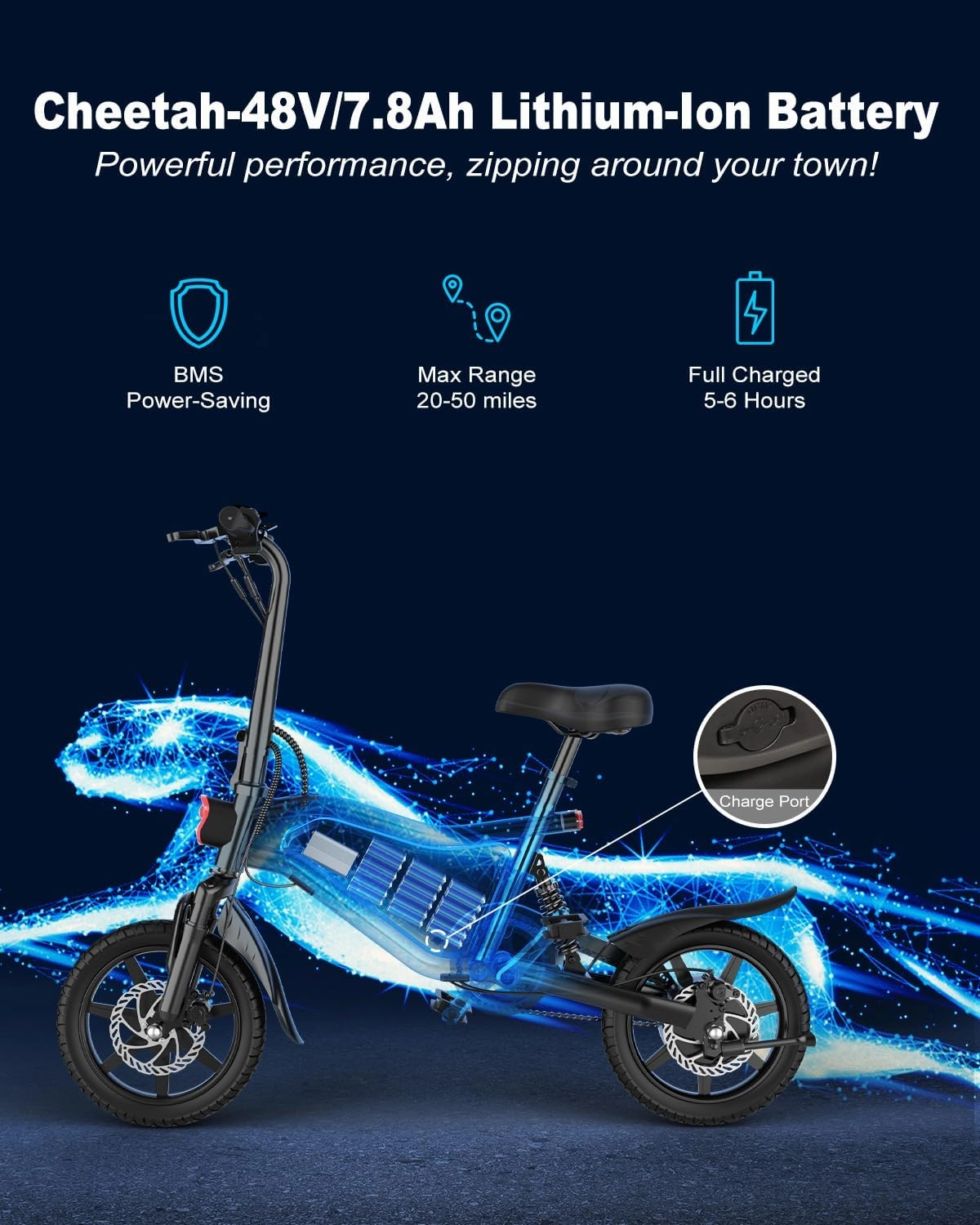 ANCHEER 14” Folding Electric Bike for Adults, 20MPH Ebike with 350W Motor[Peak 500W], 48V 374Wh Battery, Rigid/Dual Suspension, UL 2849 Certified Electric Bicycle, Compact Electric Mini Bike for Teens