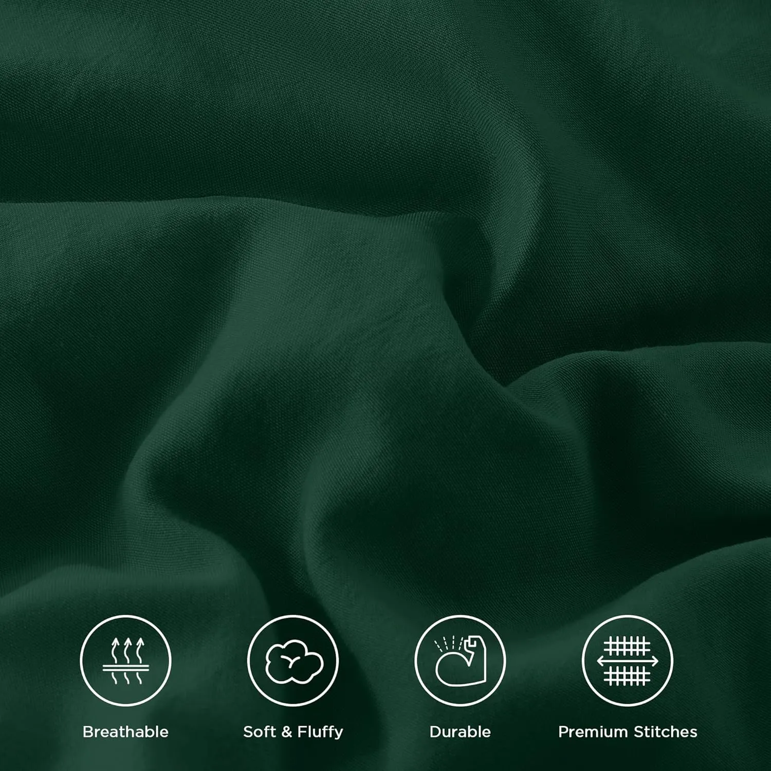 Andency Dark Green Twin Size Comforter Set(66x90Inch), 2 Pieces(1 Ruffle Comforter and 1 Pillowcase) Lightweight Fluffy Bedding Comforter Sets for Kids, All Season Soft Microfiber Bedding Set