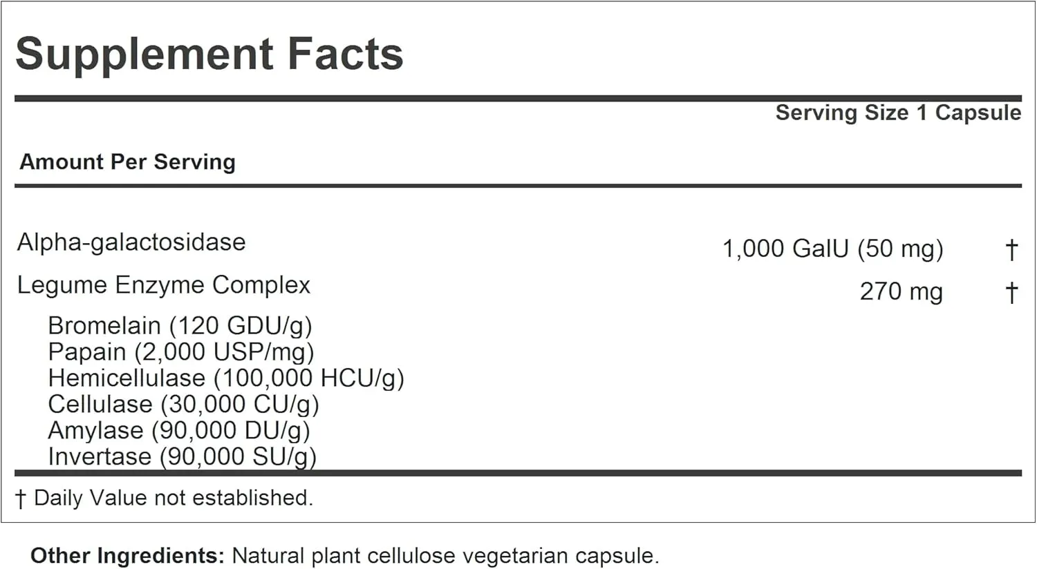 ANDREW LESSMAN Bean and Vegetable Gas Relief 60 Capsules - Natural Enzyme Complex Reduces Gas, Bloating from Beans, Cruciferous Vegetables, Fruits, Grains and Other Foods. Gentle and Effective