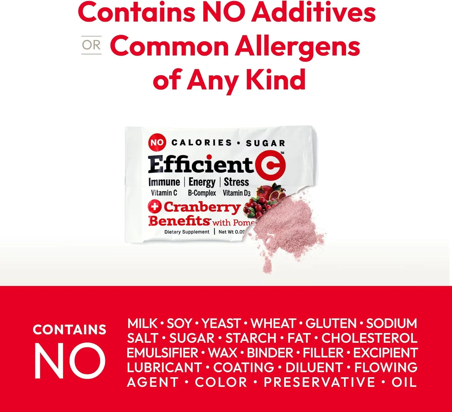 ANDREW LESSMAN Efficient C   Cranberry Benefits 180 Packets - Immune, Energy, Stress and Urinary Tract Support. Reinvention of The Vitamin C Drink. No Calories. No Sugar. No Carbs. Easy to Mix.