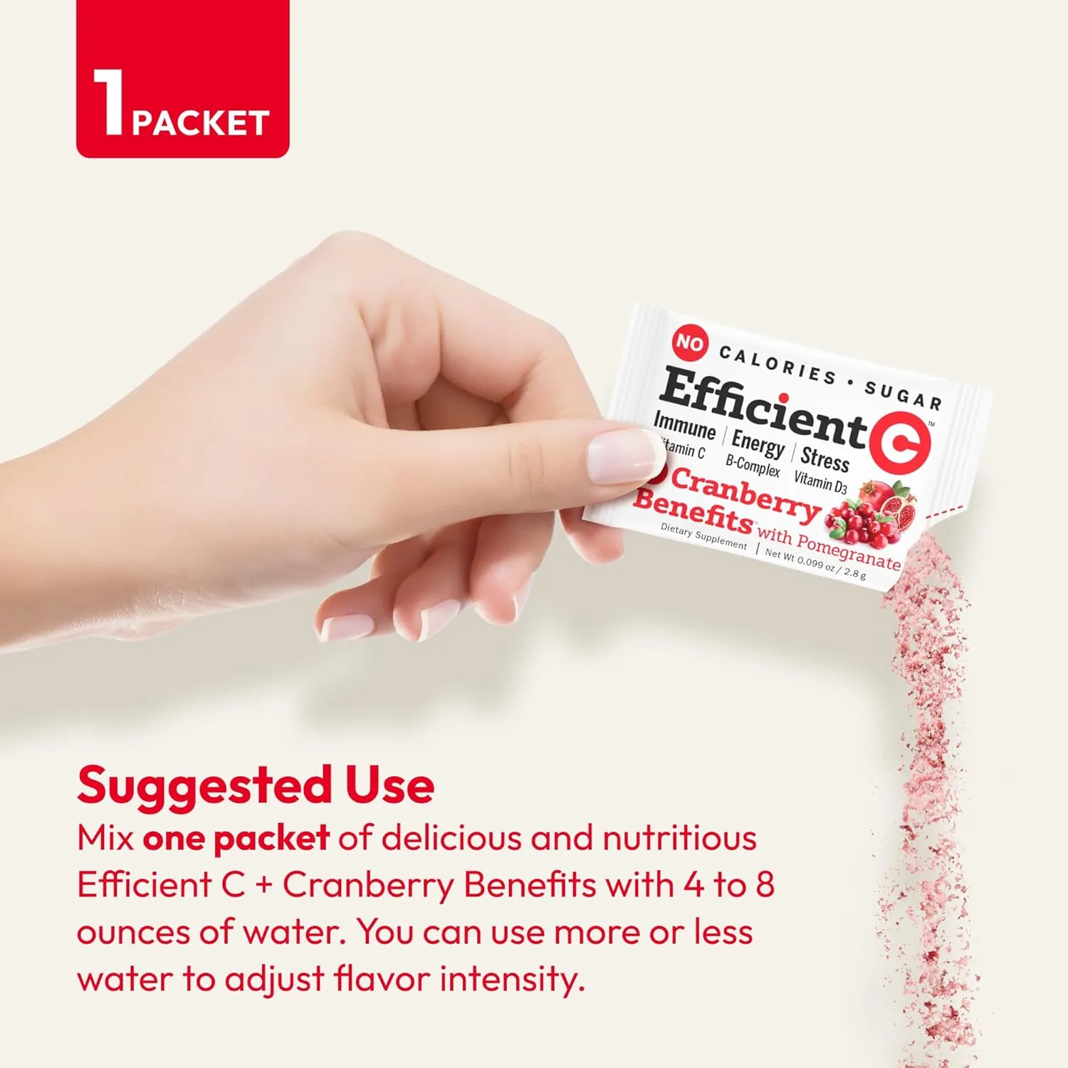 ANDREW LESSMAN Efficient C   Cranberry Benefits 180 Packets - Immune, Energy, Stress and Urinary Tract Support. Reinvention of The Vitamin C Drink. No Calories. No Sugar. No Carbs. Easy to Mix.
