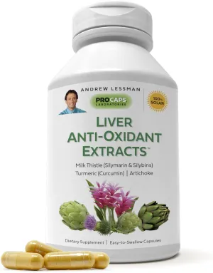 ANDREW LESSMAN Liver Anti-Oxidant Extracts 60 Capsules - Supports The Hard-Working Tissues of The Liver, Promotes Optimum Liver Health and Function. Milk Thistle, Turmeric and Artichoke Extracts