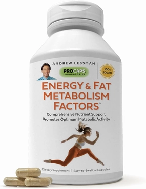 ANDREW LESSMAN Energy and Fat Metabolism Factors 180 Capsules - Promotes Optimum Fat Burning and Energy Metabolism, with Carnitine, Green Tea, Guarana, Ginseng, B-Complex. Easy to Swallow Capsules