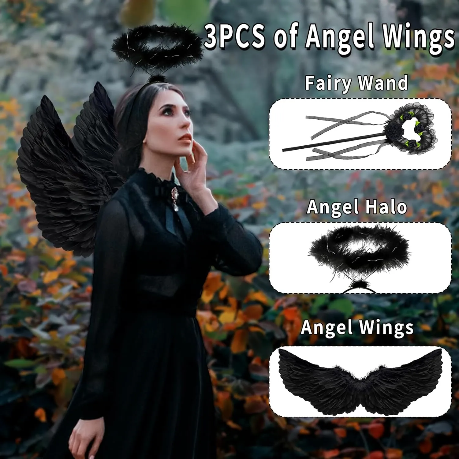 Angel Wings and Halo for Women, Kids, Girls - Christmas & Halloween Fancy Dress Costume