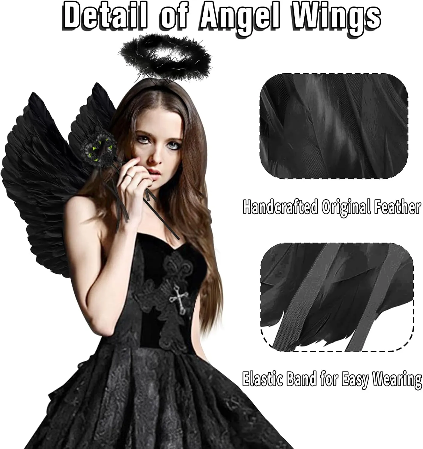 Angel Wings and Halo for Women, Kids, Girls - Christmas & Halloween Fancy Dress Costume