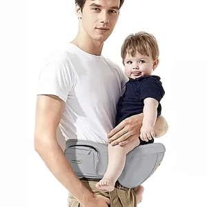 ANGELBB Baby Hip Seat Carrier with Pockets Ergonomic Infant Waist Stool Adjustable Belt Multiple Safe Guaranteed Fabric Anti-Slip Lightweight for Newborn Shower (Grey)