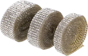 Angoily 3Rolls Rhinestone Adhesive Ribbons for Clothing Ornaments Hotfix Crystal Trim for Craft Projects Suitable for Shoes Headbands Photo Frames and More