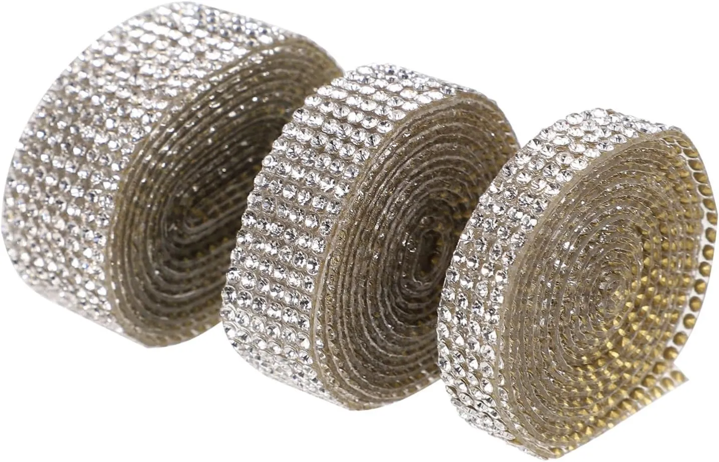 Angoily 3Rolls Rhinestone Adhesive Ribbons for Clothing Ornaments Hotfix Crystal Trim for Craft Projects Suitable for Shoes Headbands Photo Frames and More