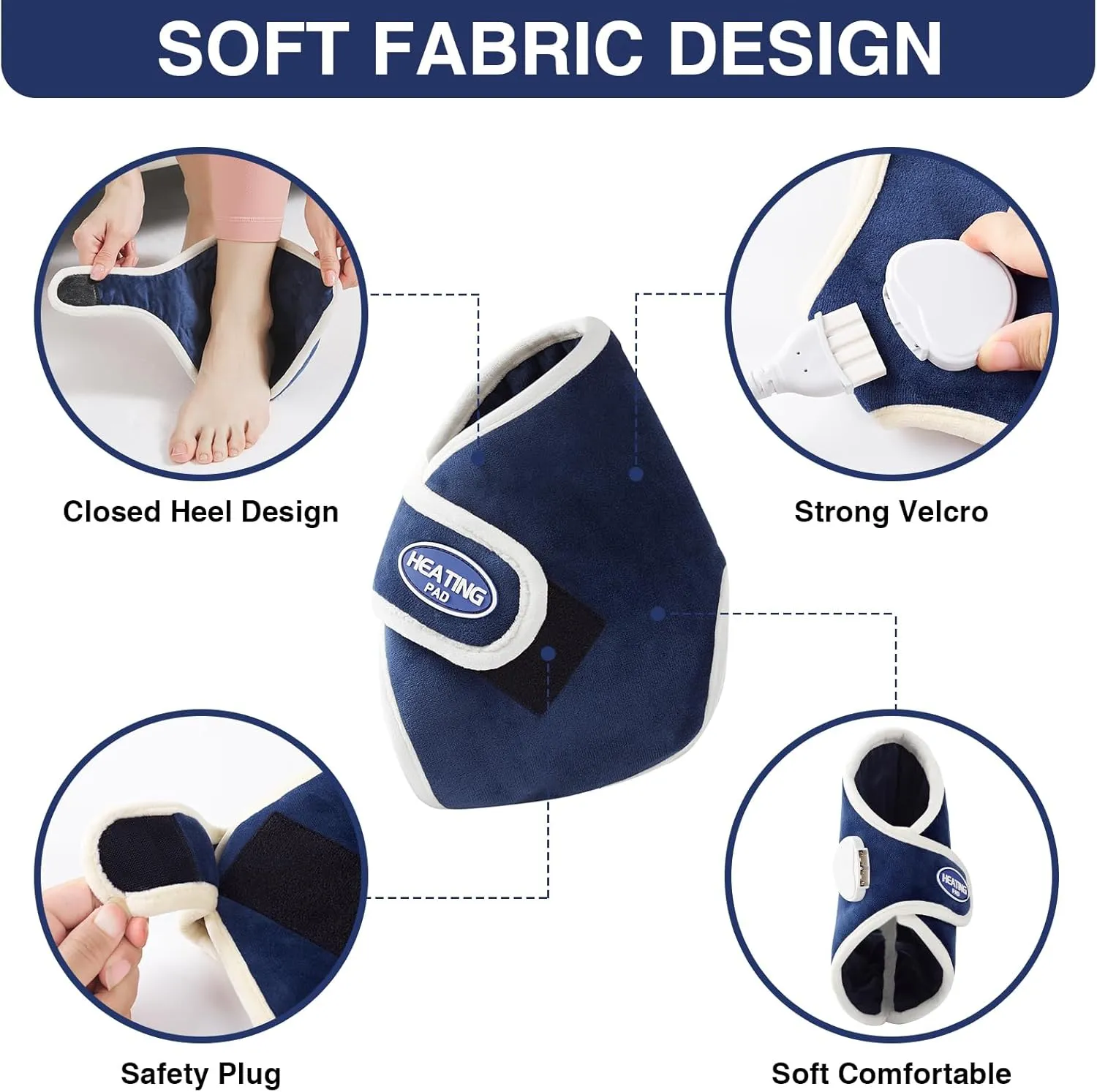 Ankle Heating Pad for Achilles Tendonitis Relief, Plug in Heated Ankle Wrap for Foot Pain, Electric Achilles Tendon Wrap Brace for Women Men Gifts, Auto Shut Off, 86℉ to 158℉ Adjustable