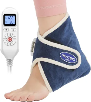 Ankle Heating Pad for Achilles Tendonitis Relief, Plug in Heated Ankle Wrap for Foot Pain, Electric Achilles Tendon Wrap Brace for Women Men Gifts, Auto Shut Off, 86℉ to 158℉ Adjustable