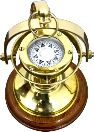 Antique Magnetic Nautical Gimballed Brass Stand Compass Finish Brass Antique Vintage Style Compass, Beautiful Handmade Gift