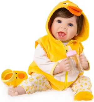 Aori Lifelike Reborn Baby Dolls Realistic 22 Inch Newborn Baby Doll with Feeding Toy Accessories for Kids 3 