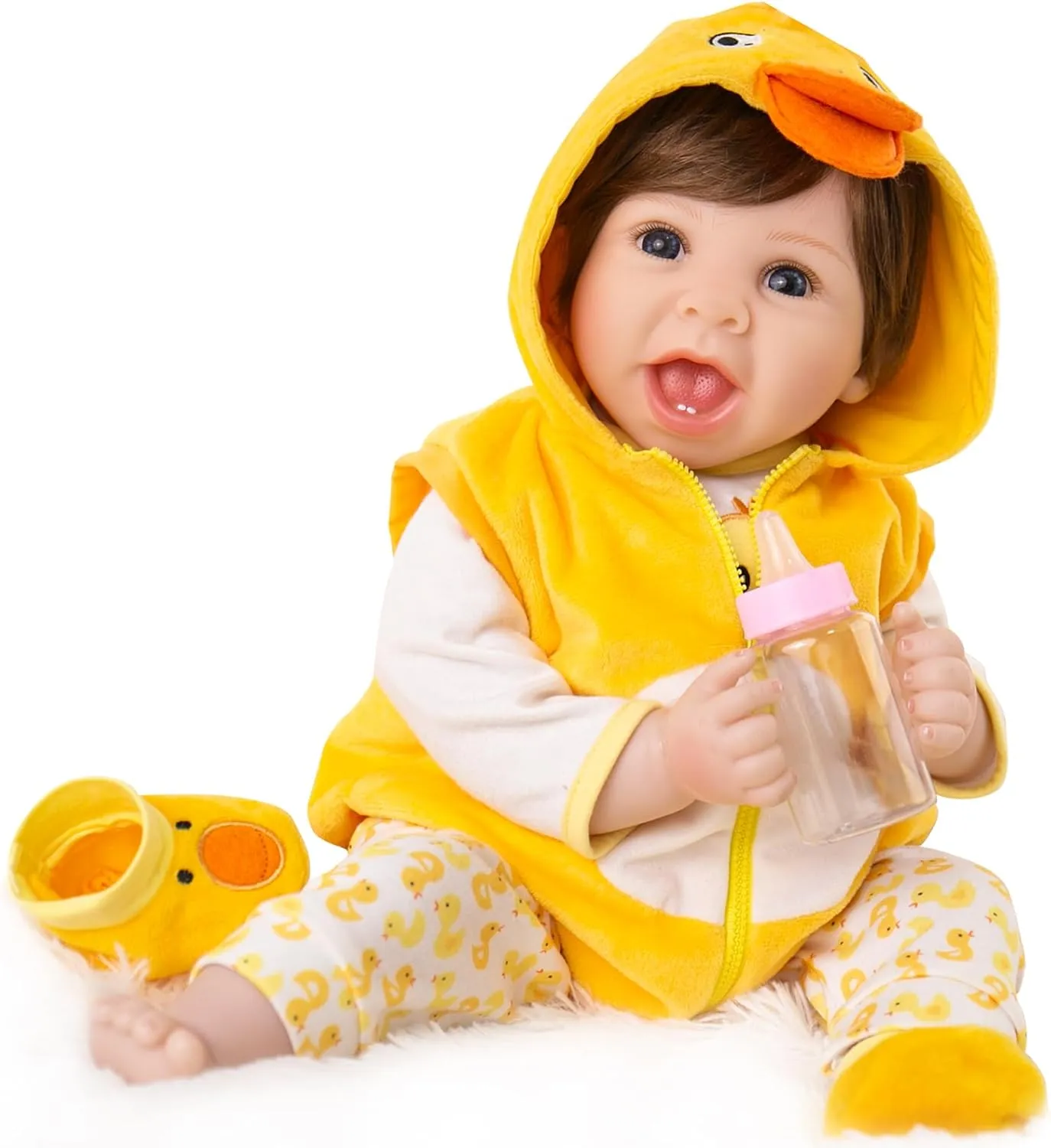 Aori Lifelike Reborn Baby Dolls Realistic 22 Inch Newborn Baby Doll with Feeding Toy Accessories for Kids 3 