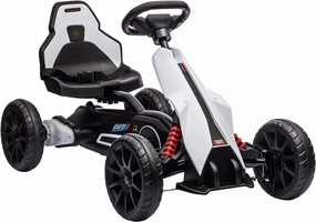 Aosom 12V Electric Go Kart for Kids, Outdoor Ride-On Toy with Forward Backward Drive & Adjustable Speed, Gift for Child 3-8 Years Old, White