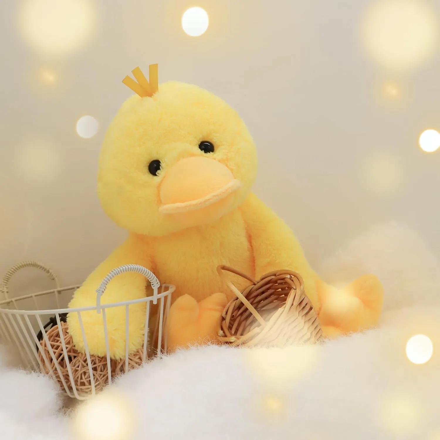 Apricot Lamb Duck Plush Stuffed Animals for Kids, Soft Cute Plush Toys for Baby Girl and Boy, Fluffy Duck Yellow