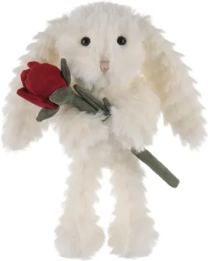 Apricot Lamb Huffy Rabbit with Rose Stuffed Animals for Kids, Soft Cute Plush Toys for Baby Girl and Boy, Fluffy Huffy Rabbit with Rose 7.1 Inches