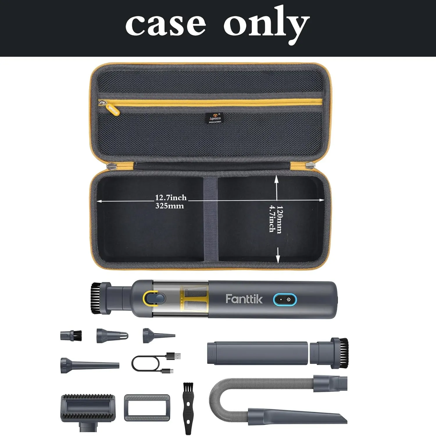 Aproca Grey Portable Hard Storage Case, for Fanttik V8 Apex/Slim V8 Mate Cordless Car Vacuum and Accessories (Case Only)
