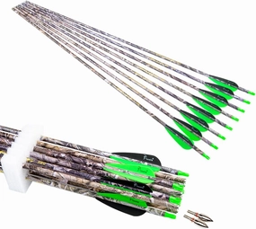 Archery 28" 30" 300 340 350 400 Spine Carbon Hunting Arrows for Compound Recurve Bow Practice Target 28 30 Inch Camo Arrow Shaft Pack of 12PCS