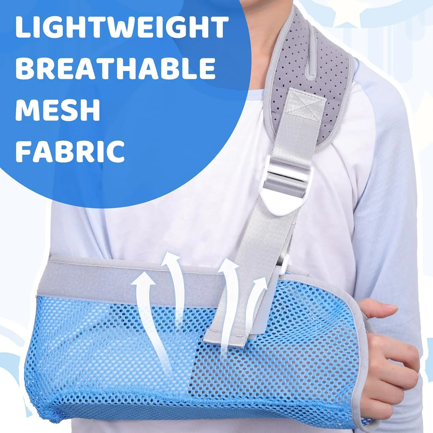 Arm Sling for Kids, Arm Brace with Support Plate, Arm Support Sling Shoulder Immobilizer for Children Shoulder Injury, Suit for Left and Right Arms, Boy and Girl (Blue-XS)