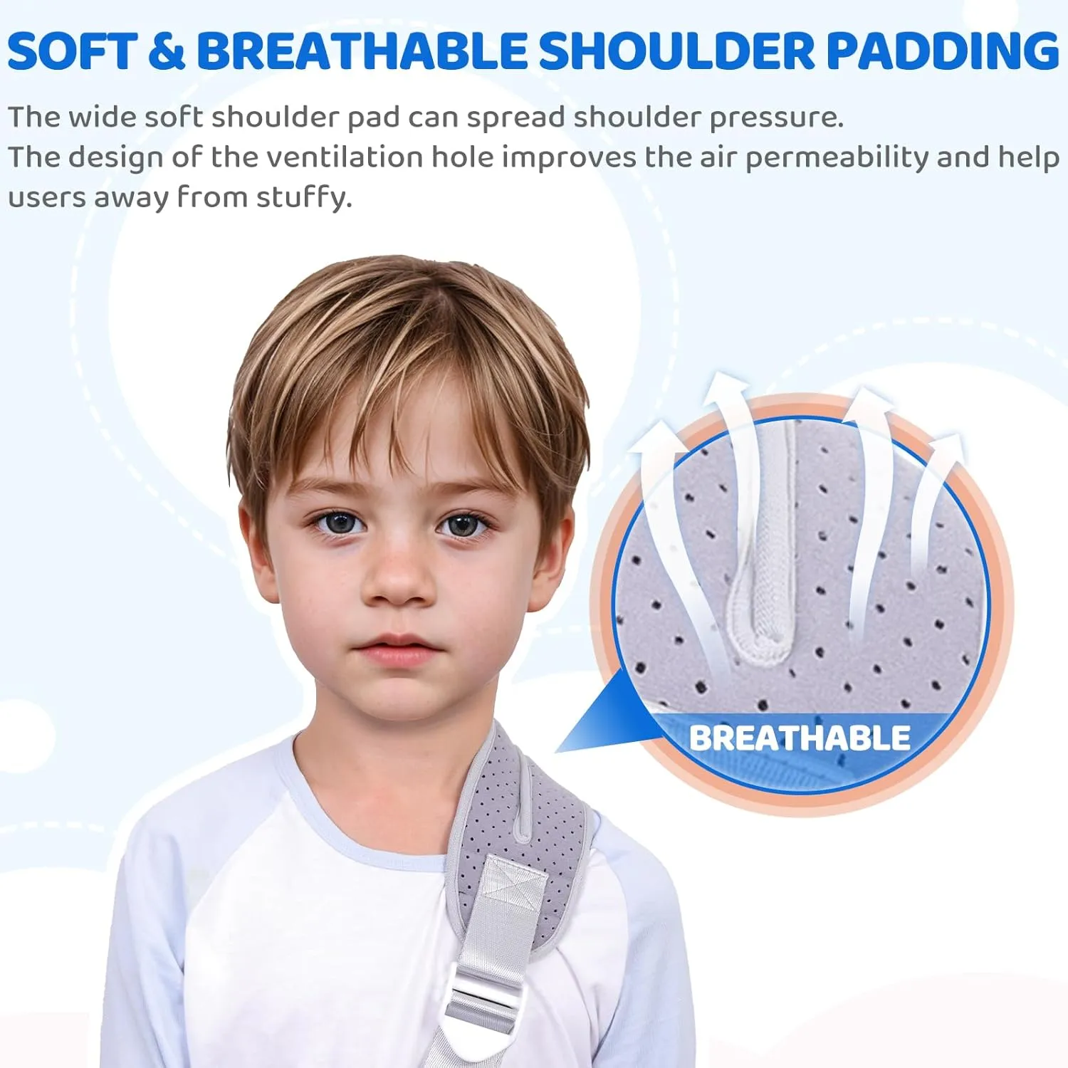 Arm Sling for Kids, Arm Brace with Support Plate, Arm Support Sling Shoulder Immobilizer for Children Shoulder Injury, Suit for Left and Right Arms, Boy and Girl (Blue-XS)