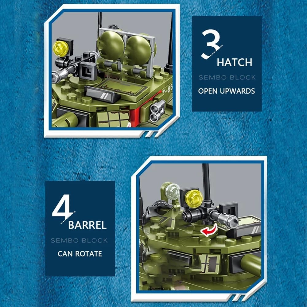Armed Tanks Building Block,Building Construction Brick Kits WW2 Military 85 Tank Model with 2 Soldier Figures,Toys Gifts for Kid and Adult(342 PCS)