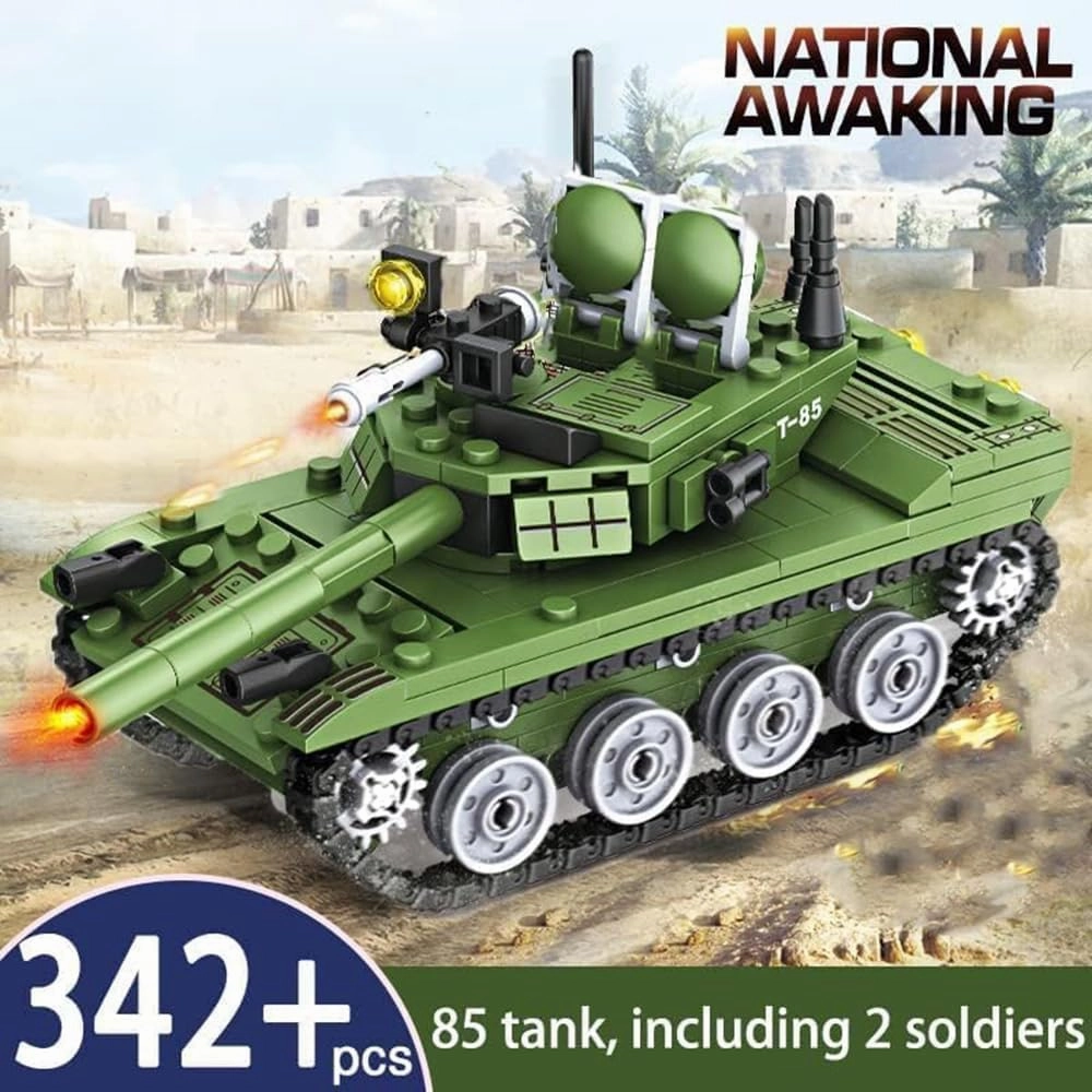 Armed Tanks Building Block,Building Construction Brick Kits WW2 Military 85 Tank Model with 2 Soldier Figures,Toys Gifts for Kid and Adult(342 PCS)