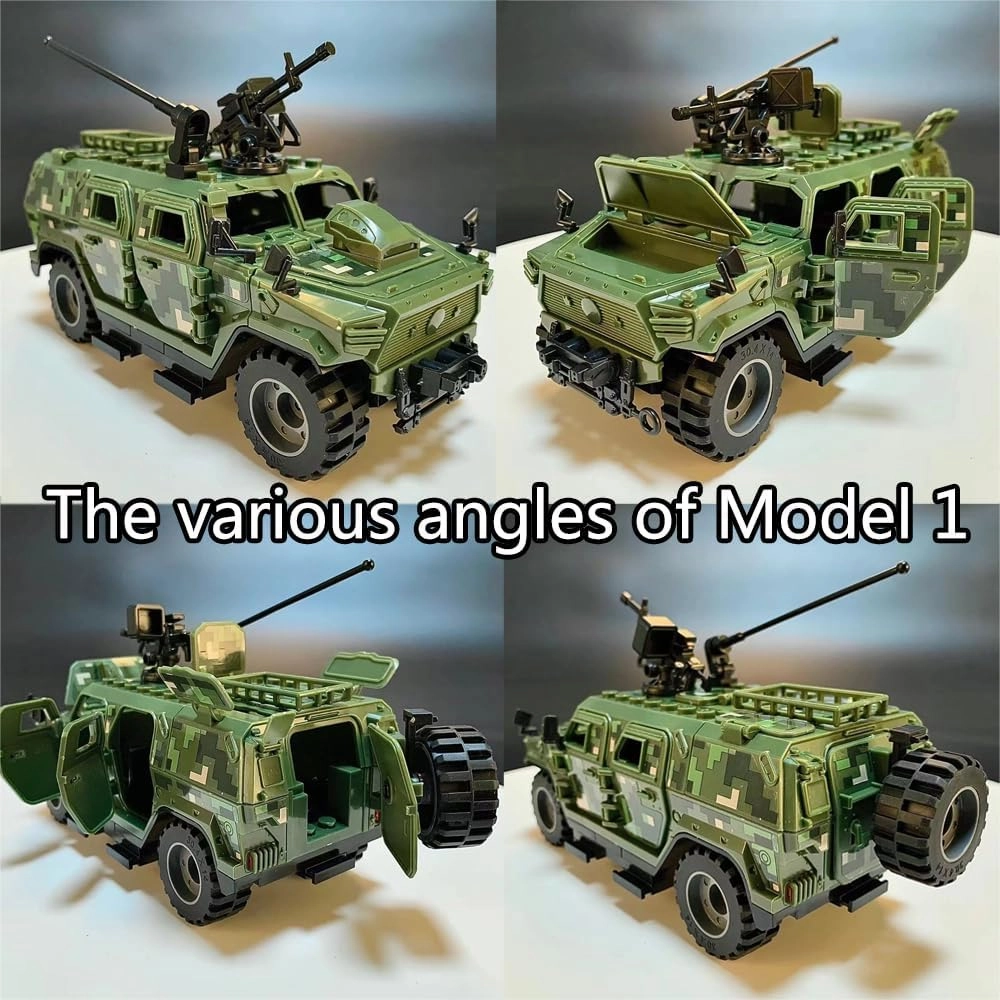 Armored Vehicle Building Block Military Vehicle Building Toys for Age 6 7 8 9 10 11 12 , Army Military Brick, Military Armored Car Model Toys Gifts for Boys（2 Styles）