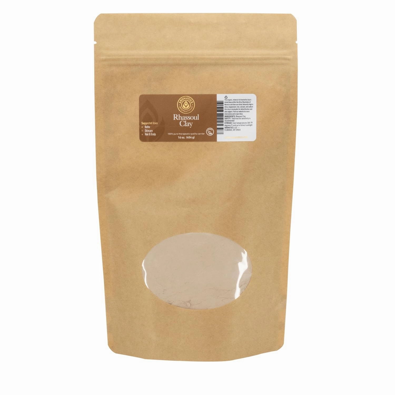 Aromatics International Rhassoul Clay 16 oz – Natural Mineral-Rich Clay Powder for Face Masks, Hair Care, and DIY Skincare