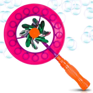 ArtCreativity Windmill Bubble Wand, 15.5 Inch Bubble Blower and Pinwheel Spinner for Kids with Solution in Handle, Outdoor Activity for Summer and Backyard Fun, Best Gift for Boys and Girls