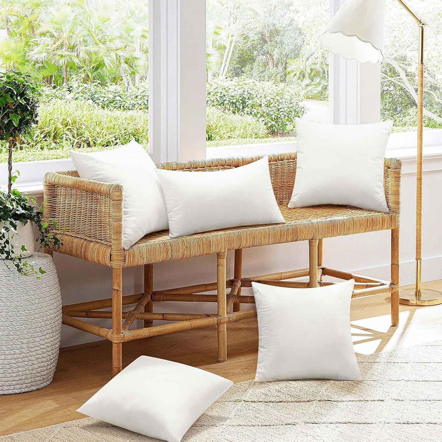 Ashler Outdoor Pillows, 18 x 18 Pillow Inserts Set of 4, Waterproof Throw Pillow Inserts Hypoallergenic for Patio, Water Resistant Indoor Outdoor Decorative