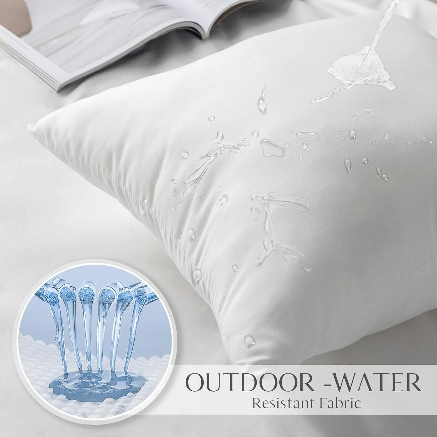 Ashler Outdoor Pillows, 18 x 18 Pillow Inserts Set of 4, Waterproof Throw Pillow Inserts Hypoallergenic for Patio, Water Resistant Indoor Outdoor Decorative