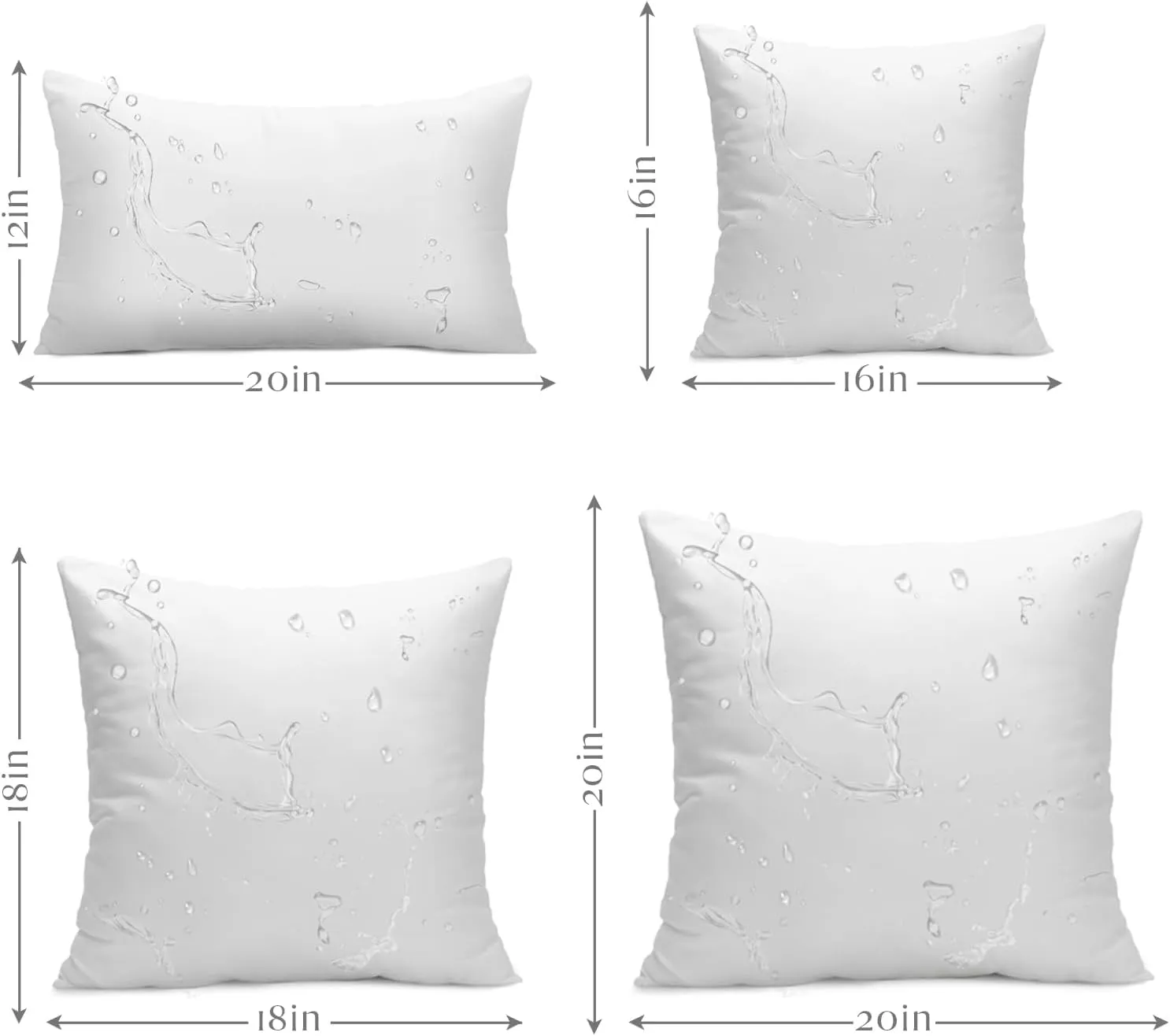 Ashler Outdoor Pillows, 18 x 18 Pillow Inserts Set of 4, Waterproof Throw Pillow Inserts Hypoallergenic for Patio, Water Resistant Indoor Outdoor Decorative