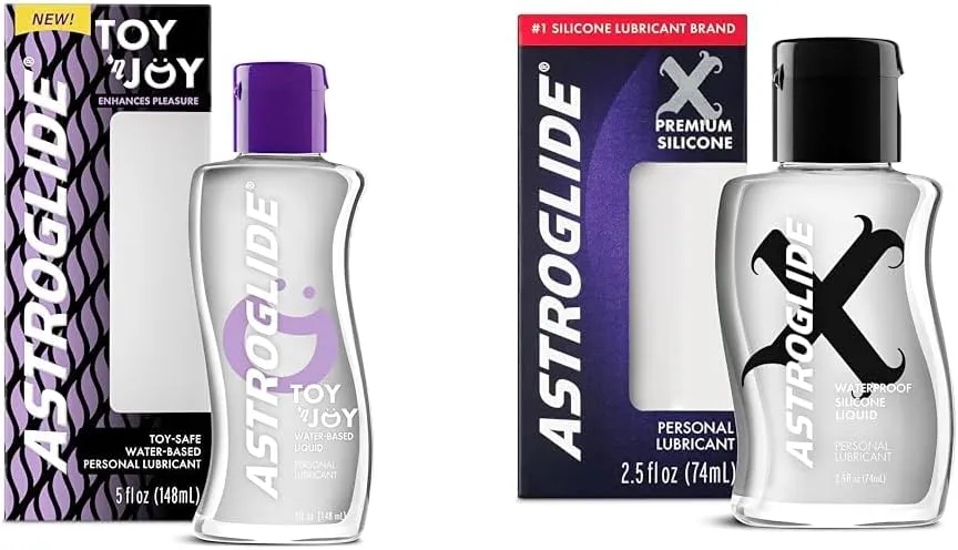 Astroglide Water Based Lube (5oz) and Silicone Lube (2.5oz) Toy 'n Joy and X Premium Personal Lubricants