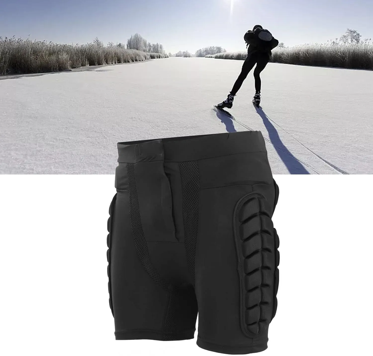 AUNMAS Hip Protection Pants Padded Shorts with Elastic Belt Thickened EVA Pad with Storage Bag for Extreme Sports