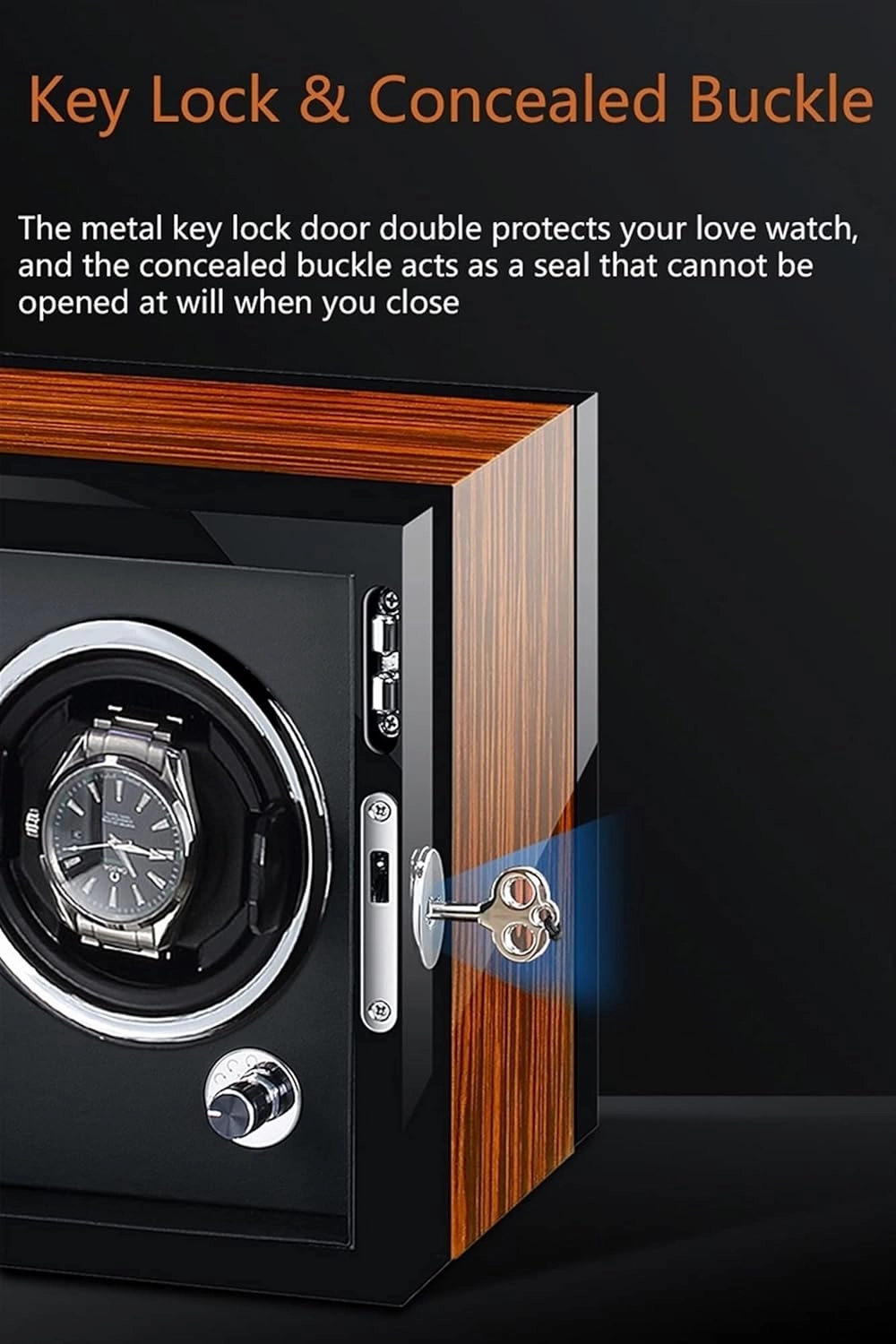Automatic Watch Winder Display Box with LED Light, Silent Motor, and Adjustable Pillows for Automatic Watches – Elegant Watch Storage Solution
