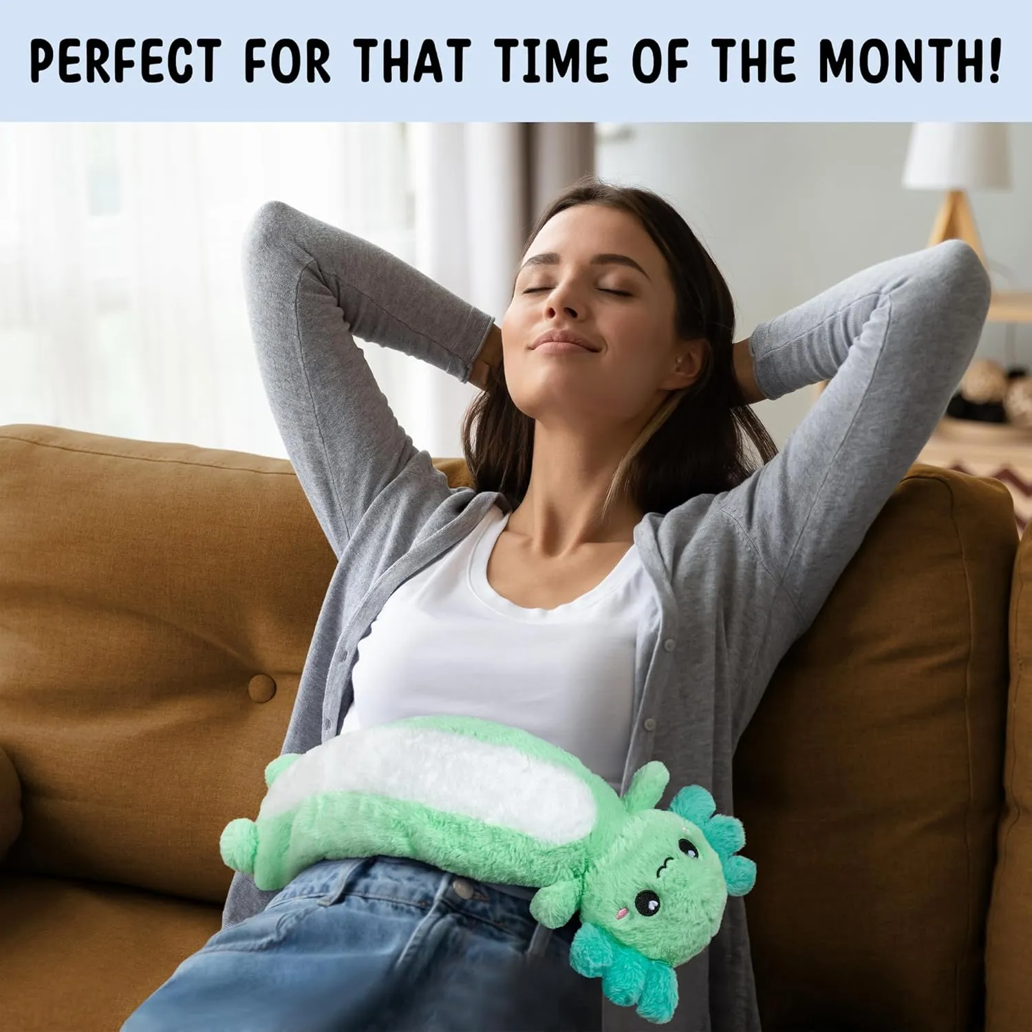 Axolotl Unscented 2Lbs Heating Pad for Neck Shoulders and Back Wrap Microwavable, Heatable 22.5" Cute Warm Stuffed Animals Neck Warmer - Axolotl Gifts for Women Girls and Kids