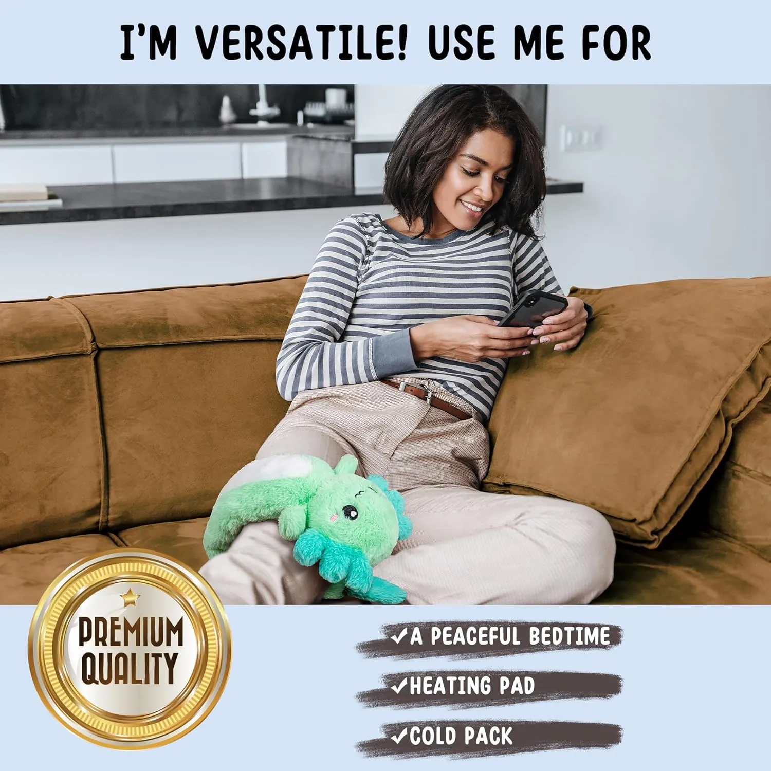 Axolotl Unscented 2Lbs Heating Pad for Neck Shoulders and Back Wrap Microwavable, Heatable 22.5" Cute Warm Stuffed Animals Neck Warmer - Axolotl Gifts for Women Girls and Kids
